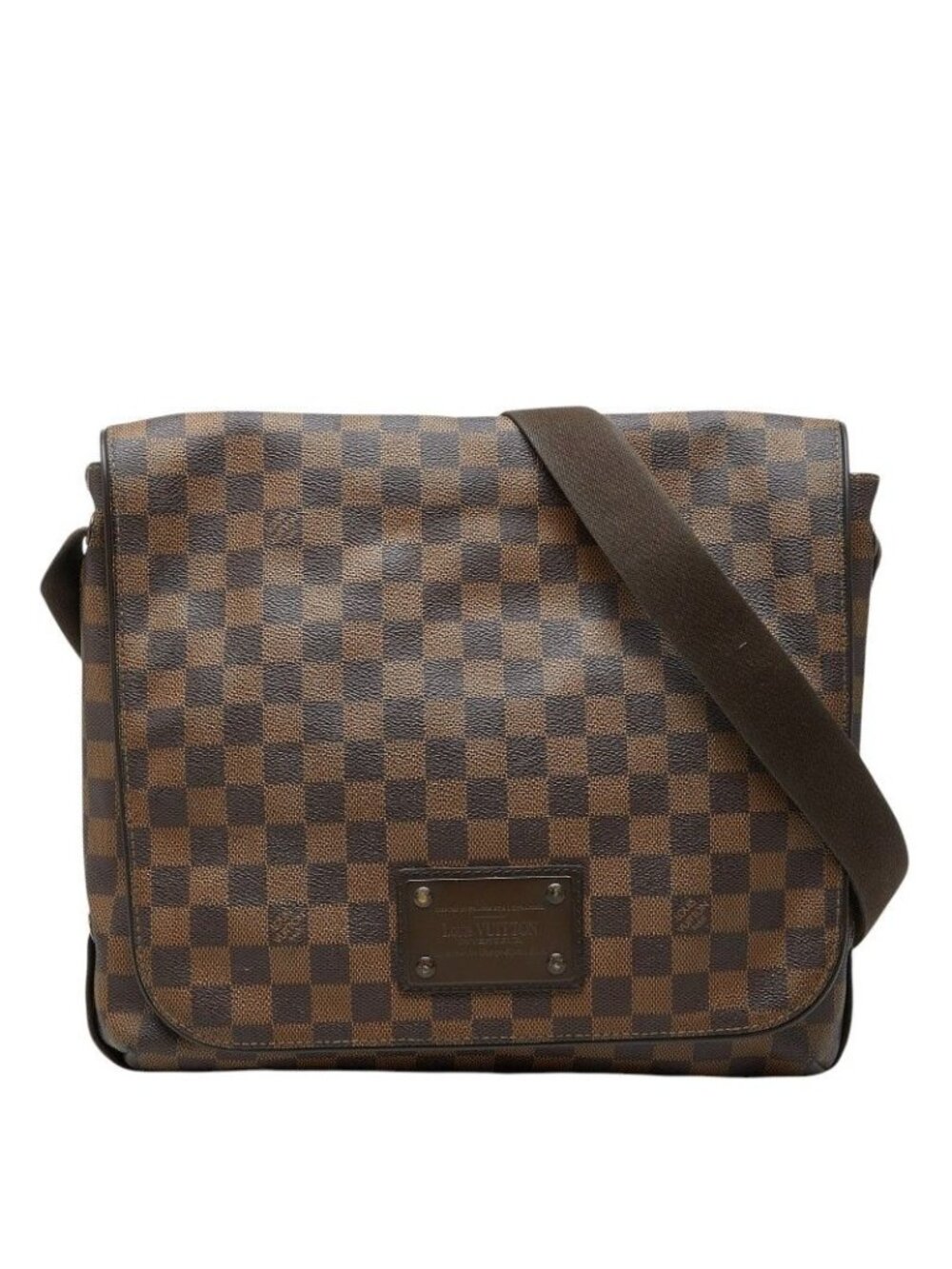 Louis Vuitton Damier Brooklyn MM Messenger Bag Crossbody Brown Leather